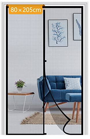 Yotache Fly Screen Door 80x205cm, Black Polyester Pet-Friendly Mesh | Tear-Resistant Fabric, Magnetic Seal, Keeps Insects Out, Pet-Friendly, Easy DIY Install, Fits Back/Patio Doors