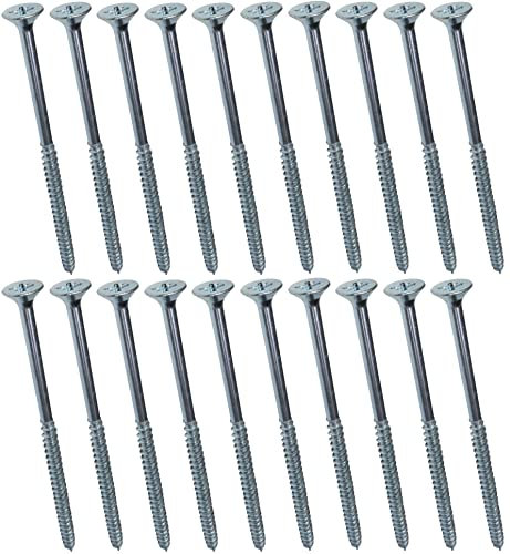 AERZETIX - C44837 - Lot de 20 - Vis à bois - Ø5x100mm - en acier zingué métal - tête fraisée - à empreinte cruciforme pozidriv - couleur argent