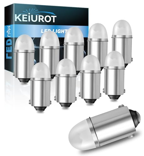 Keiurot 1893 Led Bulb 1895 1815 1816 53 57 Bulb BA9S Led Bulb for Indicator Lights Car Dome Map Trunk License Plate Courtesy Step Light Green DC/AC 12V, 10-Pack
