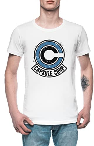 Capsule Corp Homme T-Shirt Tee Blanc Men's White T-Shirt