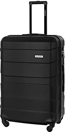 BARRENS Großer Koffer 91L | Zwillingsrollen Hardcase Reisekoffer Koffer Trolleys Hartschale | 4x360° Grad Rollen | Hartschalenkoffer | Airline-kompatibel | Hartschalenkoffer XXL Reise (Schwarz)