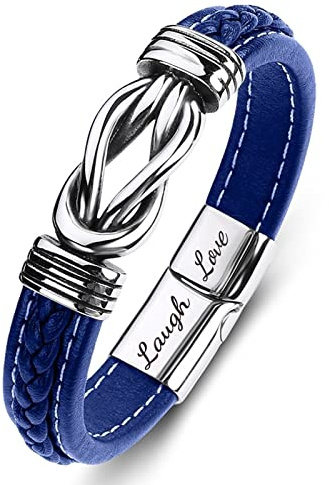 Wycian Armband herr läderarmband svart, herrarmband magnetiskt lås med knut hampblomma vänskapsarmband 16,5 cm 18,5 cm 20 cm armband fars dag, 185MM, Läder, Ingen ädelsten