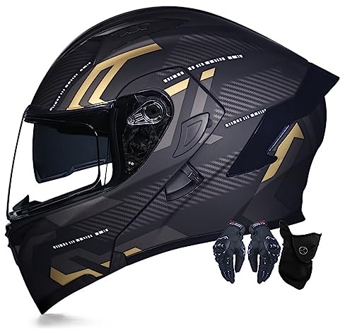 Motorradhelm Motorrad Klapphelm Für Männer Und Frauen Mit Doppelscheib Vollgesichts Motorrad Rennhelm DOT/ECE-Zugelassener Moped Street Racing Motocross Helm 1,M:57-58CM