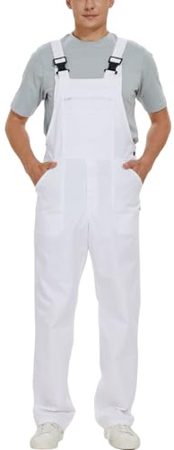WORK IDEA Herren Latzhose Arbeitskleidung Mode Leichter Overall mit Taschen, Weiss/opulenter Garten, 5XL