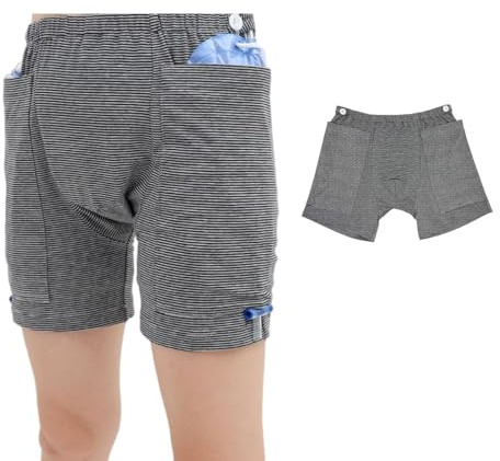 Incontinence Care Trousers, Catheter Underwear for Elderly with Double Pockets, Urinate Drainage Bag Pants for Catheter Nephrostomy Bag for Incontinence and Ostomy Patients (Men, XL)
