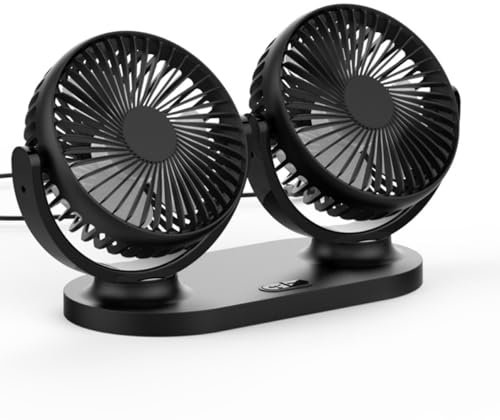 Uonlytech Petit Ventilateur Portable De Refroidissement Dair Pour Voiture Ventilateurs De Refroidissement À Double Tête Pour Véhicule