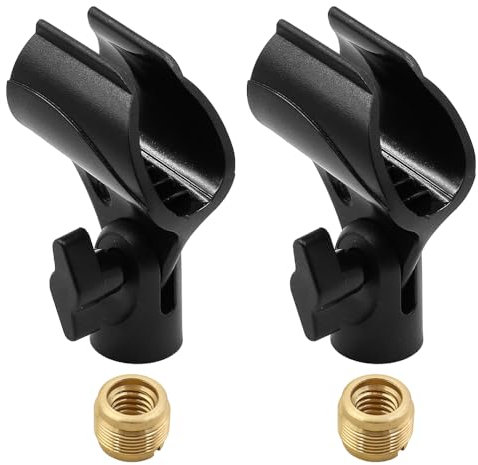 Clip de microphone réglable avec 2 adaptateurs à vis de micro, 2 pièces, 5/8 à 3/8, support de micro Portable universel, support de Microphone (noir)