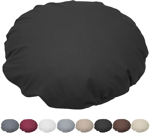 Nurtextil24 Kissen Rund 30cm Ø Durchmesser Schwarz Sitzkissen Dekokissen | Rundkissen 100 % Baumwolle mit Reißverschluss - Verwendung als Bodenkissen, Stuhlkissen, Sofakissen, Kopfkissen - Waschbar
