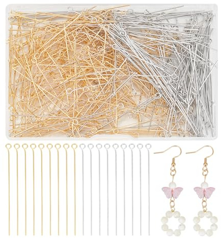 UNICRAFTALE Ca. 400 Stück Edelstahlkopf Gerader Kopfstift Mit 2 mm Loch Metallösenstifte Kopfstifte Beschläge Für Die Herstellung von Ohrringen Armbändern Und Schmuck