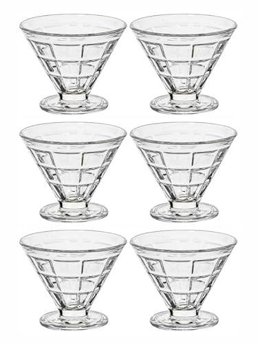 Juego de 6 copas de helado de cristal, 165 ml, 100% sin plomo, cuencos de postre con pie, trifle parfait y vasos de postre para frutas, aperitivos, vasos de helado, pudin, juego de 6