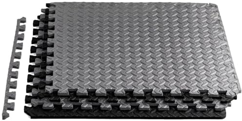 Yes4All Eva Steckmatten, Puzzlematten Bodenfliesen, Schaumstoff Bodenbelag mit Rand für Möbel, Wohnbereich, Wohnzimmer, Abdeckung - Black,