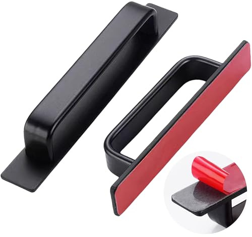 Oruiiju 2 Stück Türgriffe, selbstklebende Möbelgriffe, ohne Bohren/Aluminium – für Griffe für Kleiderschrank, Küche, Schiebetür, Balkontür (schwarz – 166 mm)