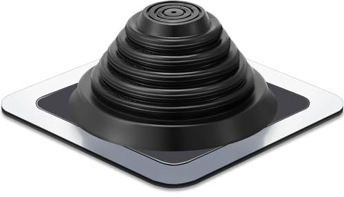 Yaocom 1 Pcs #3 Metal Roof Vent Boot Chimney Flashing Roof Jack Pipe Vent for Pipe Diameters 1/4-5-3/4 Sleeve Square Base Epdm Stove