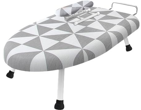 duwiikab Tabletop Ironing Board with Removable Washable Cover Desktop Ironing Board Heat-Resistant Cotton Padded Foldable Portable Anti-slip Clothes Sleeves Mini Ironing Board Grey