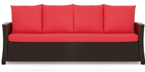 Setgarden® Bankauflage - Outdoor sitzkissen für Gartenbank für polyrattan- Polster Auflage Outdoor - Bankpolster Auflage für Hollywoodschaukel Rattan Sitzbank (Rot, 170x60x50cm)