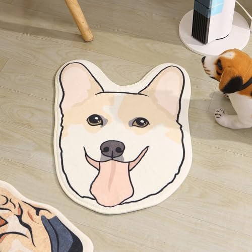 Glooraca Personalisierbarer Teppich mit Hund und Katze, Foto, individuelle Haustierbodenmatte für Hausdekoration, Geschenke für Männer und Frauen (S-56 x 60 cm)