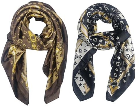 KASESSS 2-delad halsduk för kvinnor Storbritannien, damhalsdukar och sjalar mode, silkesscarf elegant, damhalsduk lätt, halsdukar för kvinnor multifunktionell, huvudscarf, sjalar och sjalar för
