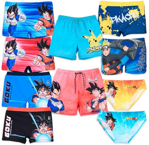 Characters Cartoons Manga Videogame Anime - Bambino Ragazzo - Costume da Bagno Slip Parigamba Boxer Mare Piscina - Primavera Estate - Licenza Ufficiale [Boxer 18037 Arancione - 10 Anni]