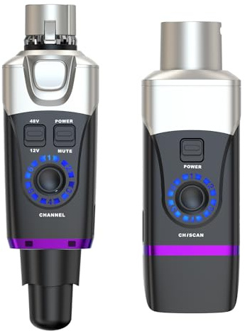 Xvive U35C XLR Plug-on-Funksystem für Kondensator Mikrofone mit 48V/12V Phantomspeisung (5,8 GHz)