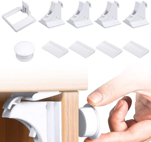 Yistoi Serratura Magnetica, Blocca Cassetti per Bambini, Blocca ante Bambini, Facile da Installare, Fissaggio Affidabile, uso Invisibile, due Funzioni per Armadi, Cassetti, Guardaroba, ecc