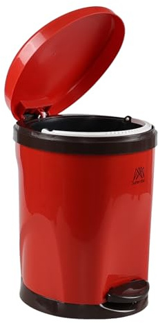 Afromy Petite poubelle à pédale avec couvercle, 10 litres, en plastique, rouge