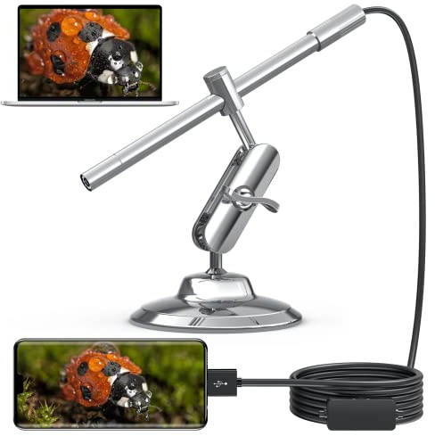 MS100 Inspektionskamera Portable USB MIKROSKOP, 2 IN 1 Interface VIDEOAUFNAHME & Fotos Machen 8 LED Lichter 10X - 200X（TSMS100）