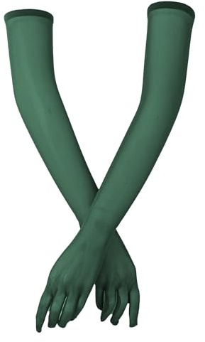 Linjinx Damen Lange Tüll Handschuhe Durchsichtig Opernhandschuhe Ellenbogenhandschuhe Kostümzubehör Cosplay Zubehör