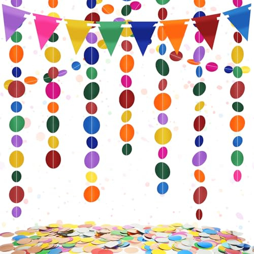 Runde Papier Girlanden Fasching, Luftschlangen Bunt Karneval Deko, Papiergirlande für Karneval, Fasching, Einschulung, Kindergeburtstag Deko, Faschingsdeko