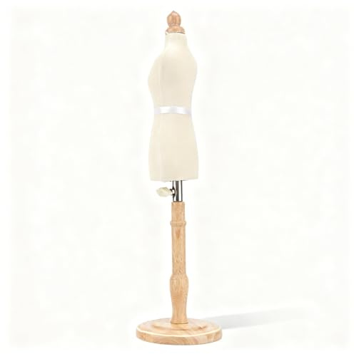 Maniqu Deubl Schneiderpuppe: Mini Weiblicher Torso (Buchenholz), passend zu Größe 40-42 (Miniatur) - Holzsockel, Langlebig, Einfach zusammenzubauen