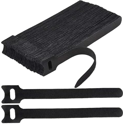 120 Pcs Cable Ties Reusable, Black Hook and Loop Nylon Cable Tidy, Ideal for Headphones, Phones, Electronics Under Desk Cable Management Straps (Black)