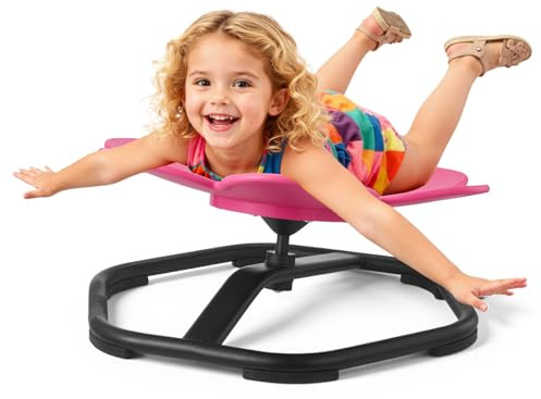 VEVOR Chaise Pivotante pour Enfants Capacité 100 kg, Chaise Tournante Sensorielle, Siège Rotatif Motif Pétale, Base Antidérapante, Favorisant la Coordination, l'Équilibre et la Concentration, Rose