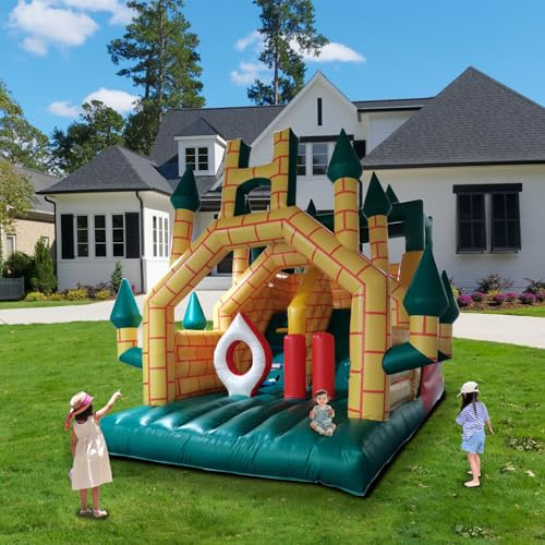 XXL Profi Hüpfburg Ritterburg Theme (6x4m) mit Rutsche & Gebläse 5 Meter Hoch 0,55mm PVC Springburg für 8 Kinder – Outdoor & Indoor Aufblasbares Schloss für Events & Verleih