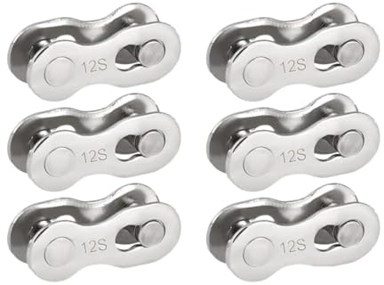 Lot de 6 paires d'antivol pour chaîne de vélo 12 vitesses - Compatible avec Shimano et autres chaînes à 12 vitesses - Maillon de chaîne de vélo en acier traité thermiquement - Avec aide au montage