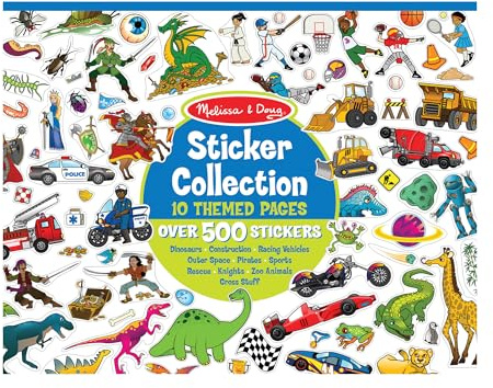Melissa & Doug Sticker Collection Book: Dinosaurs, Vehicles, Space, and More - 500+ Stickers - FSC Certified