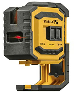 STABILA Kreuzlinienlaser LAX 300, 4-teiliges Set, selbstnivellierend, scharfe Laser-Linien mit Lotpunkten, Reichweite bis 20 m, Schutzklasse IP 54, Zielplatte, Wandhalterung, Tasche