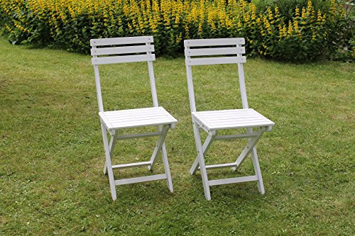 Sedex Bistro 2er Set Klappstuhl für Garten, Terrasse und Balkon Eukalyptusholz - weiß gewischt