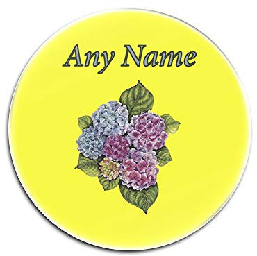 Personalised Gift - Set of 4 x Colour Hydrangeas Round Glass Coaster (Nature Plants Design Theme, Colour Options) Any Name/Message Unique - Mat Pad - Endless Summer Forever Ever Together Hortensia