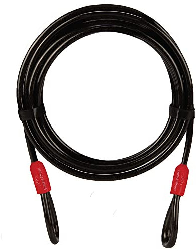 EVEREST FITNESS Schlaufenkabel 5m x 10mm - Kabelschloss schwarz - Universal Stahlseil - Drahtseil mit Ösen ummantelt - Sicherheitskabel für Fahrradschloss lang, Fahrradanhänger, Motorrad, Gartenmöbel
