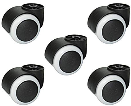 KDDEON Set di 5 Ruote Girevoli,Ruote per Mobili Senza Stelo M8,Rotelle per Sedia da Ufficio,Ruote Orientabili,2in/50mm,capacità di Carico 125kg,Facile da Installare