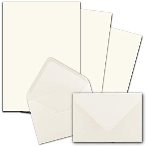 25x Briefpapier-Sets DIN A4 mit C6 Briefumschlägen, Nassklebung - Naturweiß - mattes Schreibpapier mit Kuverts - FarbenFroh by GUSTAV NEUSER