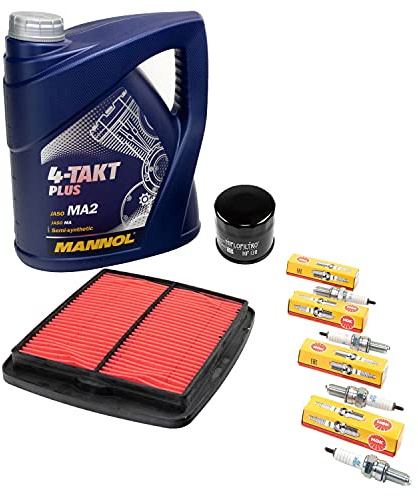 Wartungspaket Öl 4L + Luftfilter + Ölfilter + Zündkerzen für Suzu ki GSX-R 1100 W GSX-R1100 W GU75C Baujahr 1993-1997