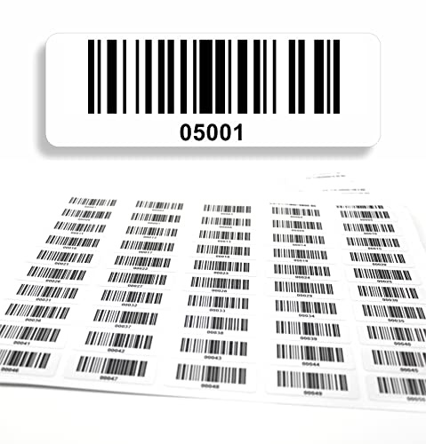 Barcodeetiketten 05001-06000 fortlaufend 5-stellig DGUV Prüfung Barcode Etiketten 1.000 Stck Strichcode Elektrotechnik Code128 selbstklebend 50x17mm (05001-06000)