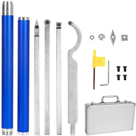 Drechseleisen,CEIEVER Drechselwerkzeuge Hartmetallbestückter Holzdrehwerkzeugsatz mit Hartmetallfräsern,abnehmbarem Aluminiumgriff und Aluminium-Tragetasche Drehmeißel Set für Bastel-Heimwerker