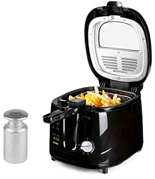 Domo Friteuse à huile noire avec poignée de levage 2,5 l 1800 W