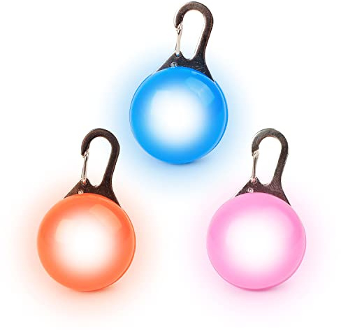 NINVVS 3 Pieces of Pet Luminous Collars, Clip-On Dog Tag Lights, Night Flashing Pendants, Outdoor Lighting, 3 Lighting Modes, Suitable for Running and Walking Dogs in the Dark,blue,3.5 * 5.5 * 2.5 cm