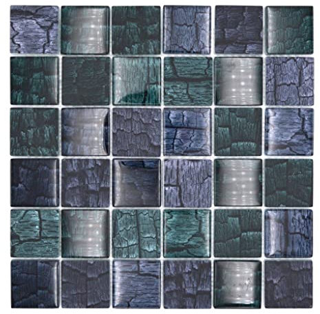 Glasmosaik Mosaikfliese Steinoptik Wald dunkel grün schwarz anthrazitr Wand Fliesenspiegel Küche Dusche