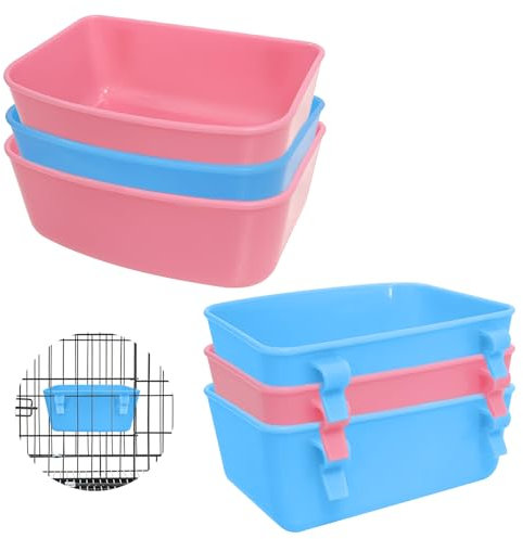 6 Stück Futterschale Vögel(Blau,Rosa),zum Aufhängen, Futternapf Kaninchen,Futter- und Wasserbehälter, Badewannen-Wassernapf, universell für kleine Tiere