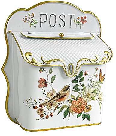 All Chic Buzones para buzón Exterior, para Montaje en Pared, buzón de Correo, Estilo Antiguo, decoración del hogar, buzón de Metal, patrón de Flores (Dorado)