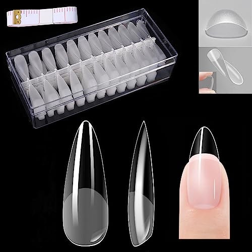 Nageltips Kurz Ballerina 240pcs 12Sizes Soft Gel Nail Tips Almond Full Cover Nagelspitzen für Gelnägel Ezppuu109 (Almond-long)