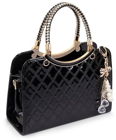 DEEVORCA Moda Bolsos De Mano Elegante Bolso De Hombro Mujer Colgante Perlas Casual Bolsa De Mensajero Viajar Fecha Trabajar Fiesta Cuero PU Bandolera Multifuncional Crossbody Bag Negro